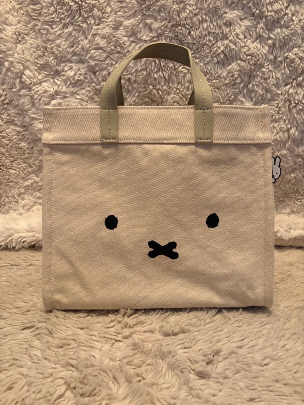 Miffy Cream Canvas Tote Bag with Black Face Print